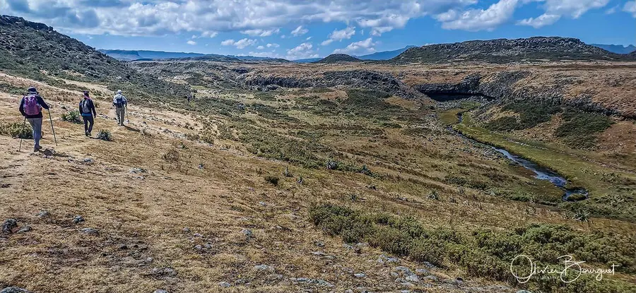 Éthiopie sud, voyage trek : éthiopie sud, montagnes du balé, paysage, trekkeurs, photo au smartphone, photo 53 d’Olivier Bourguet