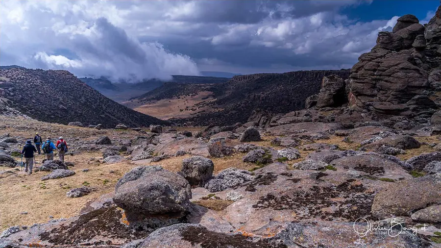 Éthiopie sud, voyage trek : éthiopie sud, montagnes du balé, paysage, trekkeurs, photo 59 d’Olivier Bourguet